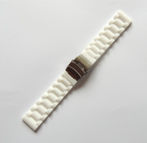 Silicon Band with Deployment Buckle White Color 20 MM